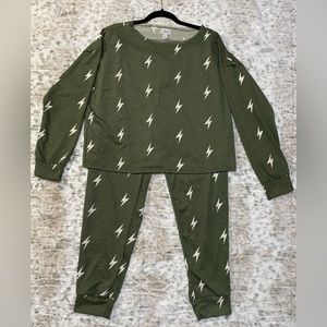 Women's Olive Lighting Long Sleeve Pajama Set,